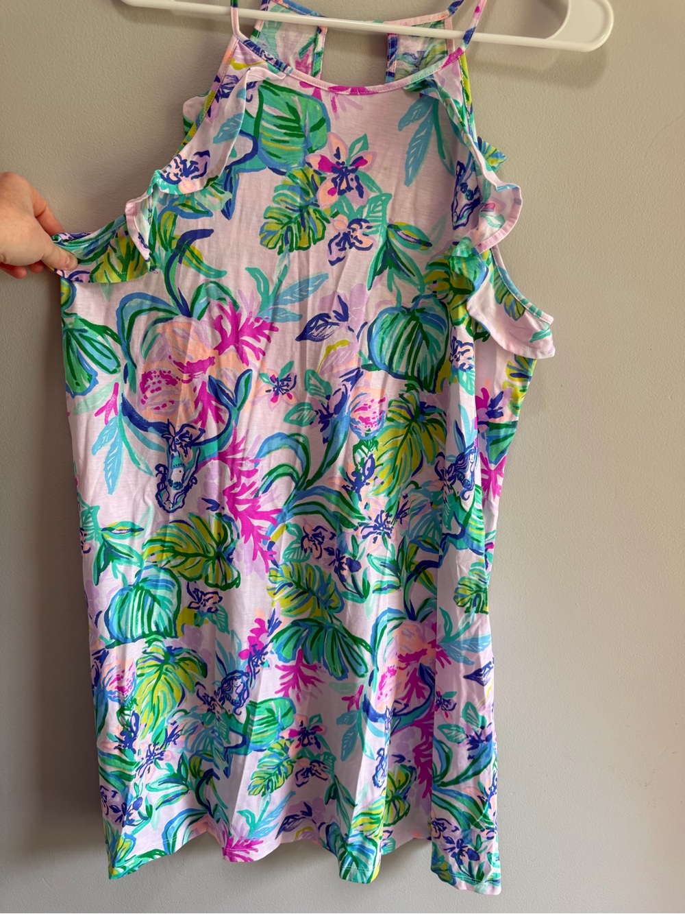 Lilly Pulitzer Billie Ruffle Mini Dress Large Mermaid In The Shade Pima Cotton
